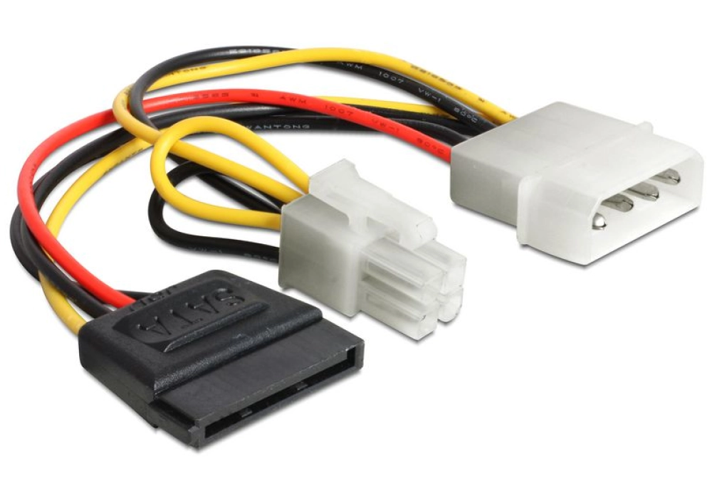 DeLOCK 4-pin Molex Male to SATA 15-pin Female + P4 Male