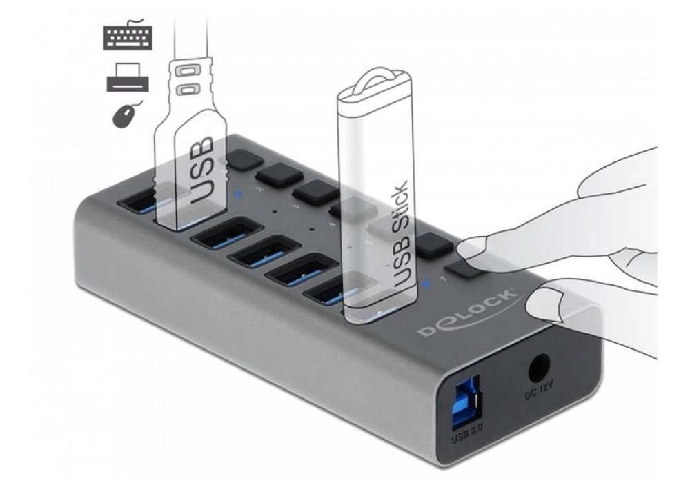 DeLOCK 7-port USB 3.0 Hub + Switch