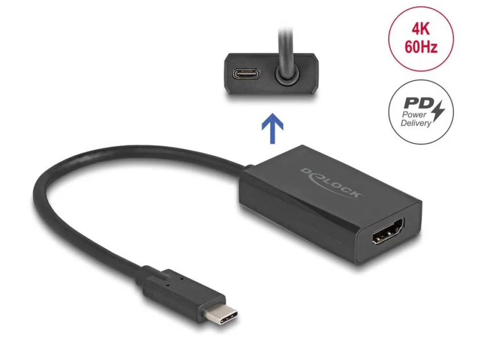 Delock Adaptateur 4K/60Hz avec PD 100 W HDMI - USB type C