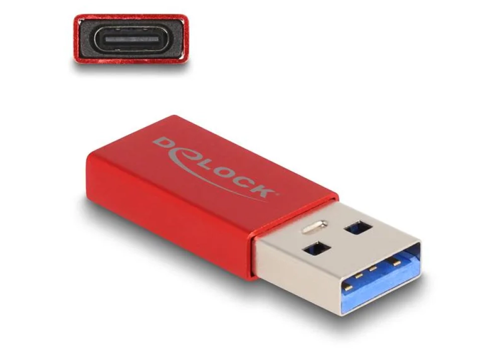 Delock Adaptateur USB 3.2 Gen 2 (10 Gbps) USB A - USB C, rouge