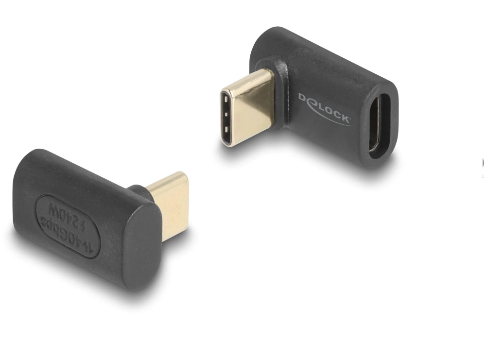 Delock Adaptateur USB 8K 60 Hz, PD3.1, Prise USB C - USB C coudé haut