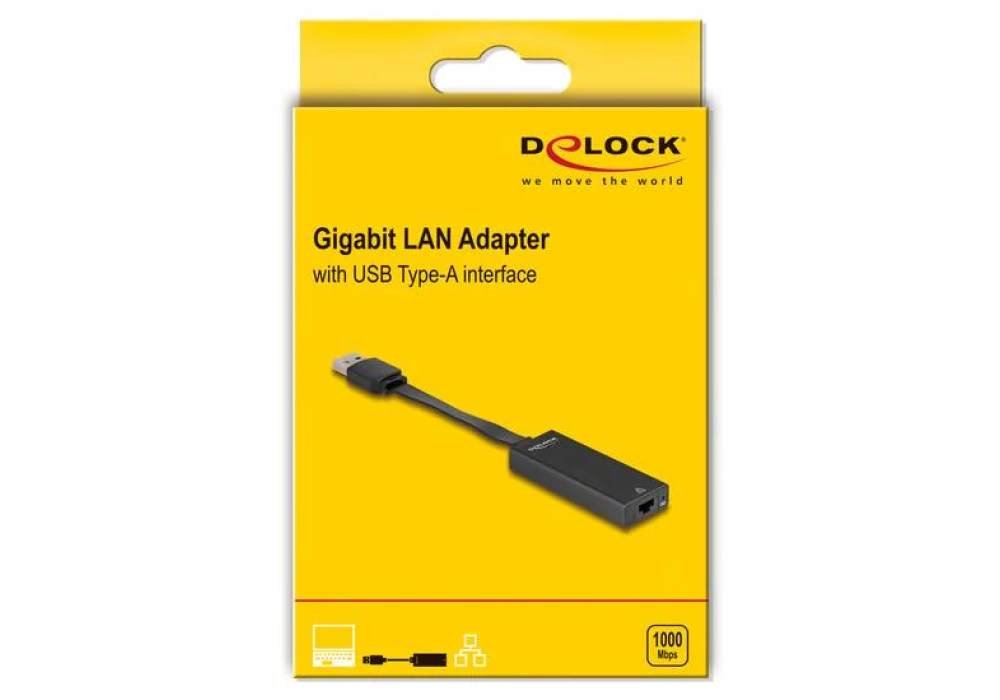 Delock Adaptateur USB Type-A à Gigabit LAN, slim