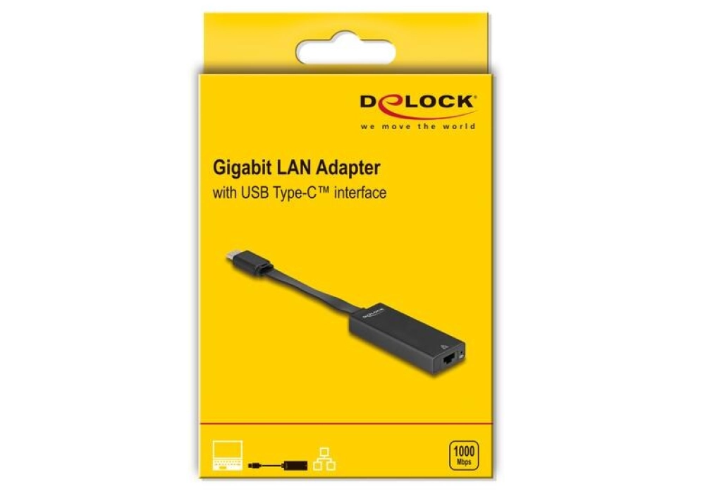 Delock Adaptateur USB Type-C à Gigabit LAN, slim