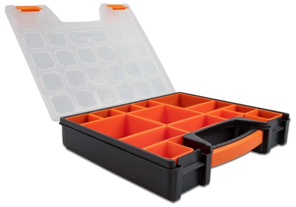 DeLOCK Boîte d'assortiment Orange / Noir 14 compartiments