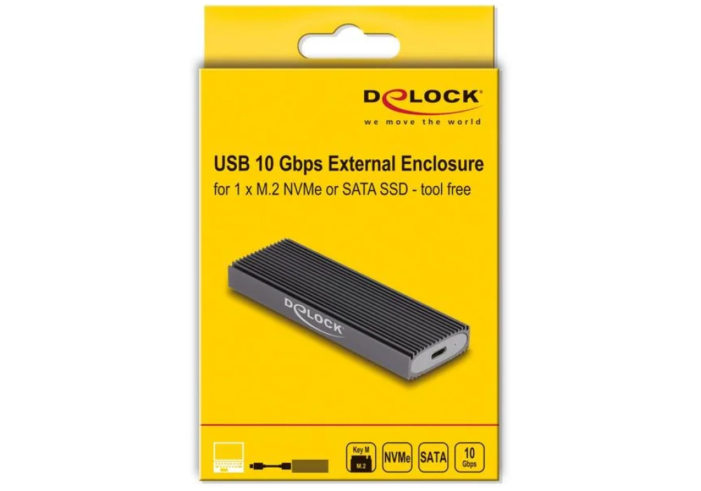 Delock Boîtier externe SSD M.2 NVMe PCIe&SATA vers USB 3.1