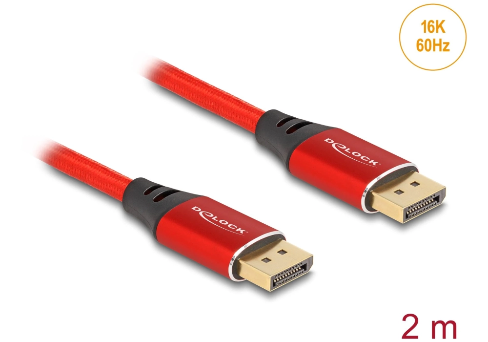 Delock Câble 16K 60 Hz DisplayPort - DisplayPort, 2 m, Rouge