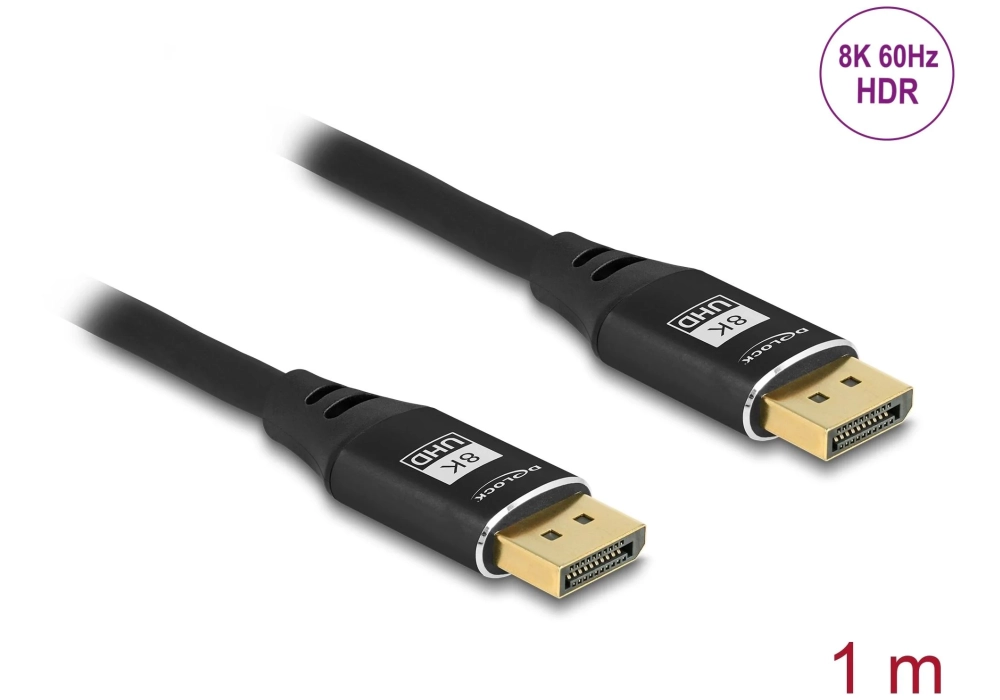 Delock Câble 8K 60 Hz DisplayPort - DisplayPort, 1 m, Noir