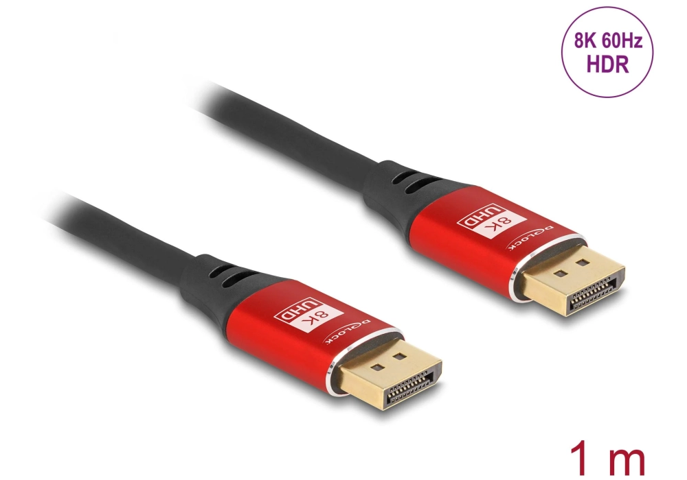 Delock Câble 8K 60 Hz DisplayPort - DisplayPort, 1 m, Rouge