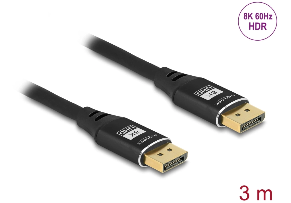 Delock Câble 8K 60 Hz DisplayPort - DisplayPort, 3 m, Noir