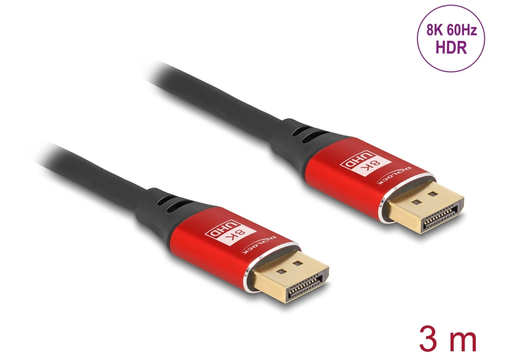 Delock Câble 8K 60 Hz DisplayPort - DisplayPort, 3 m, Rouge