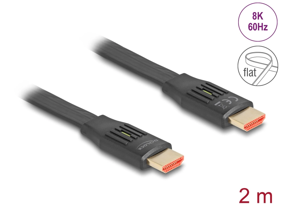 Delock Câble 8K 60 Hz Flat HDMI - HDMI, 2 m