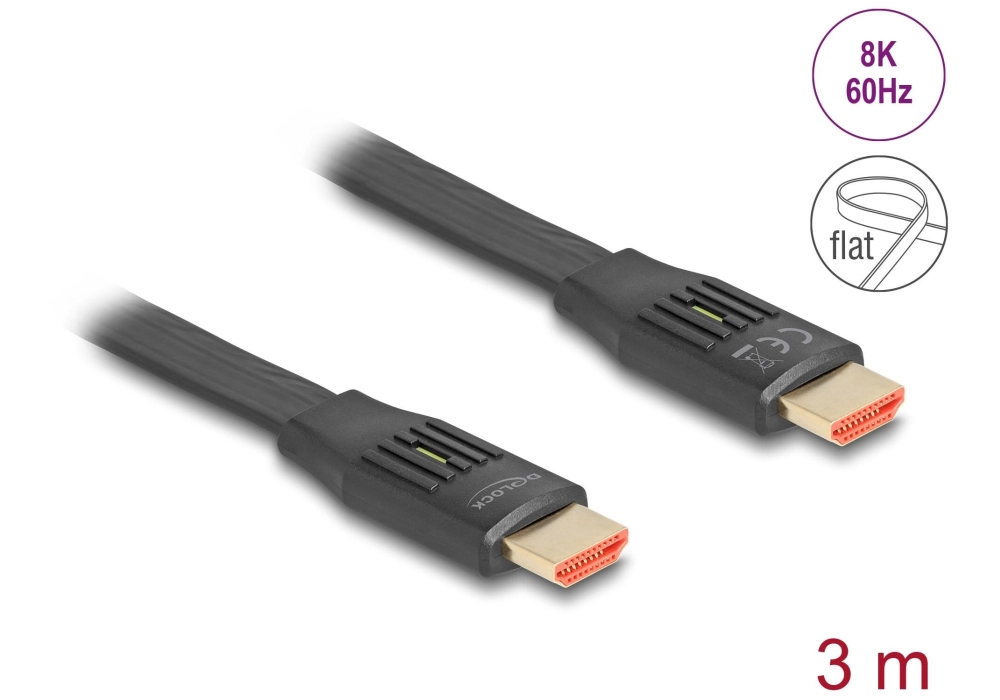 Delock Câble 8K 60 Hz Flat HDMI - HDMI, 3 m