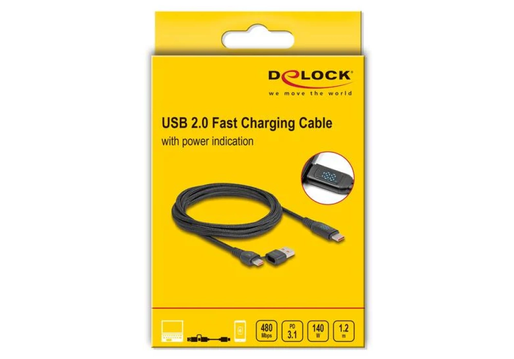 Delock Câble chargeur USB C - USB A/USB C 1.2 m