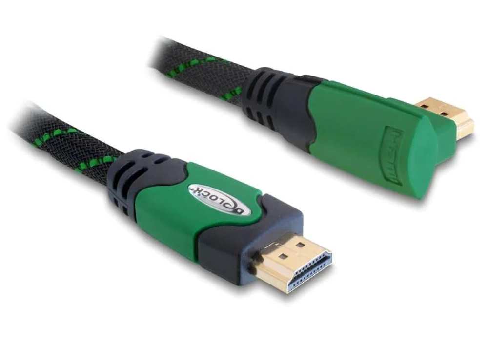 Delock Câble coudé à droite HDMI - HDMI, 1 m, Vert