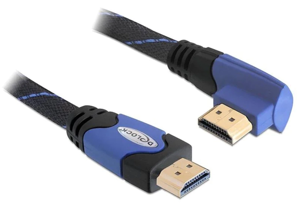 Delock Câble coudé à gauche HDMI - HDMI - 1.0 m (Bleu)