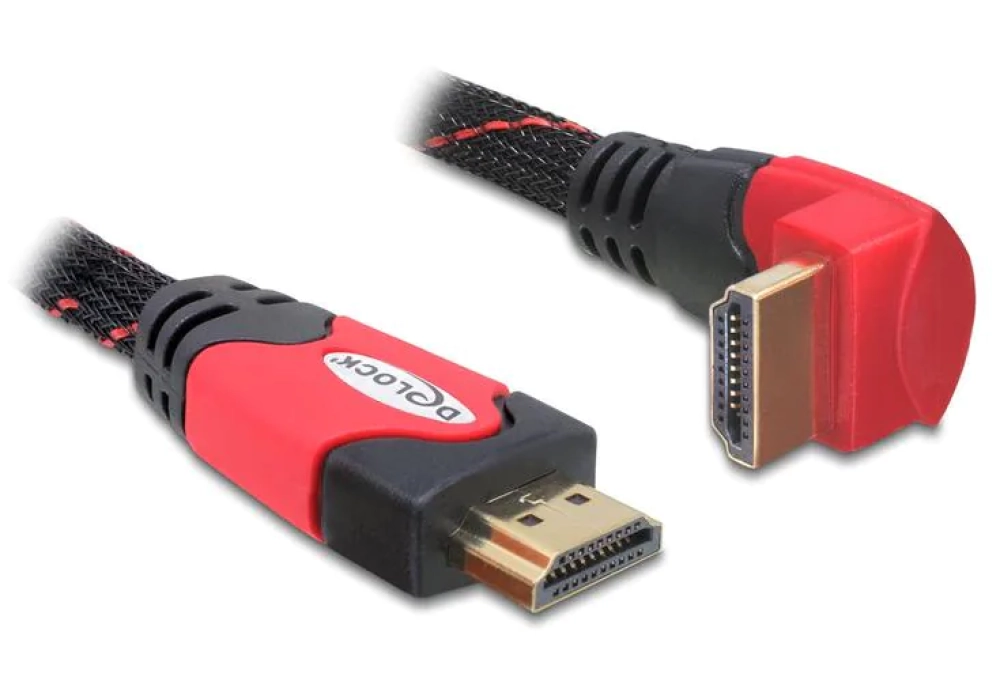 Delock Câble coudé en bas HDMI - HDMI, 5 m, Rouge