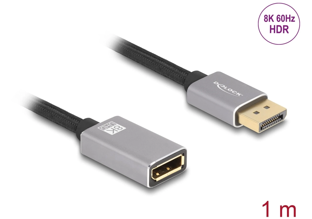 Delock Câble de prolongation 8K 60 Hz DisplayPort - DisplayPort, 1 m