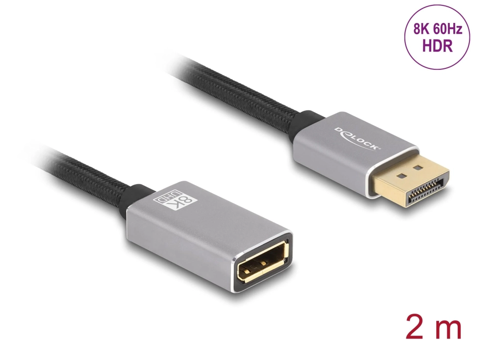 Delock Câble de prolongation 8K 60 Hz DisplayPort - DisplayPort, 2 m