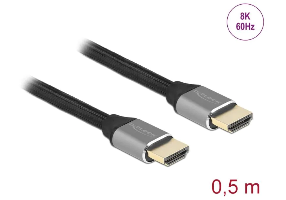 Delock Câble HDMI / HDMI - 8K 60Hz - 0.5 m (Gris)