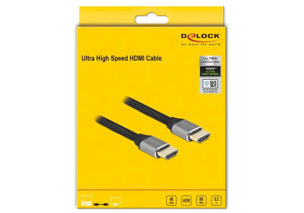 Delock Câble HDMI / HDMI - 8K 60Hz - 0.5 m (Gris)