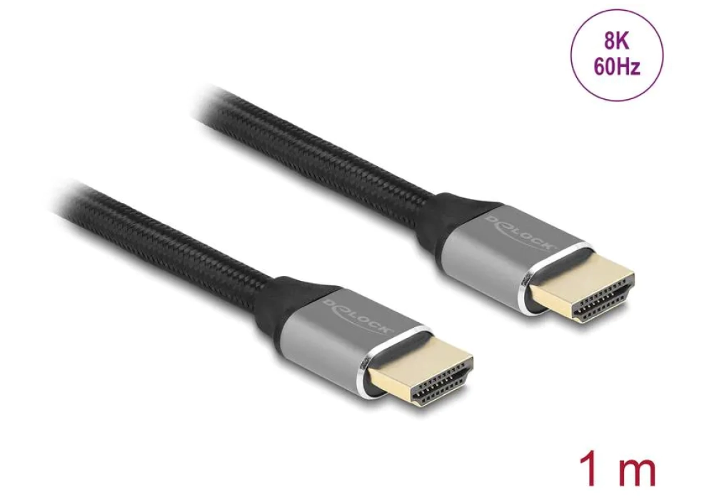 Delock Câble HDMI / HDMI - 8K 60Hz - 1.0 m (Gris)