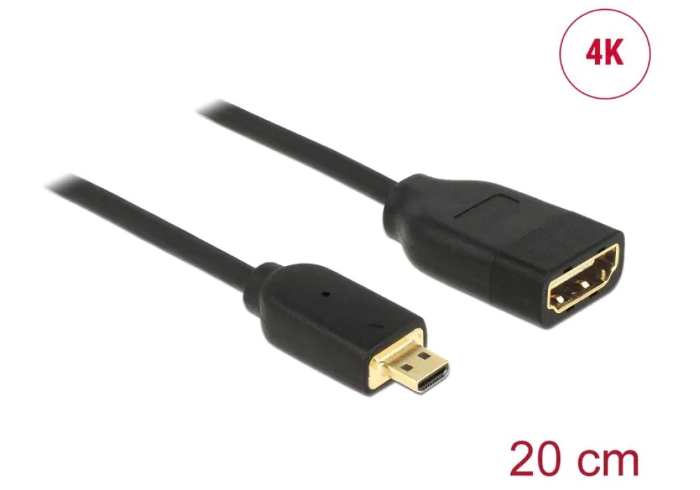 DeLock Câble Micro HDMI (HDMI-D) - HDMI - 4K 60Hz - 0.2 m