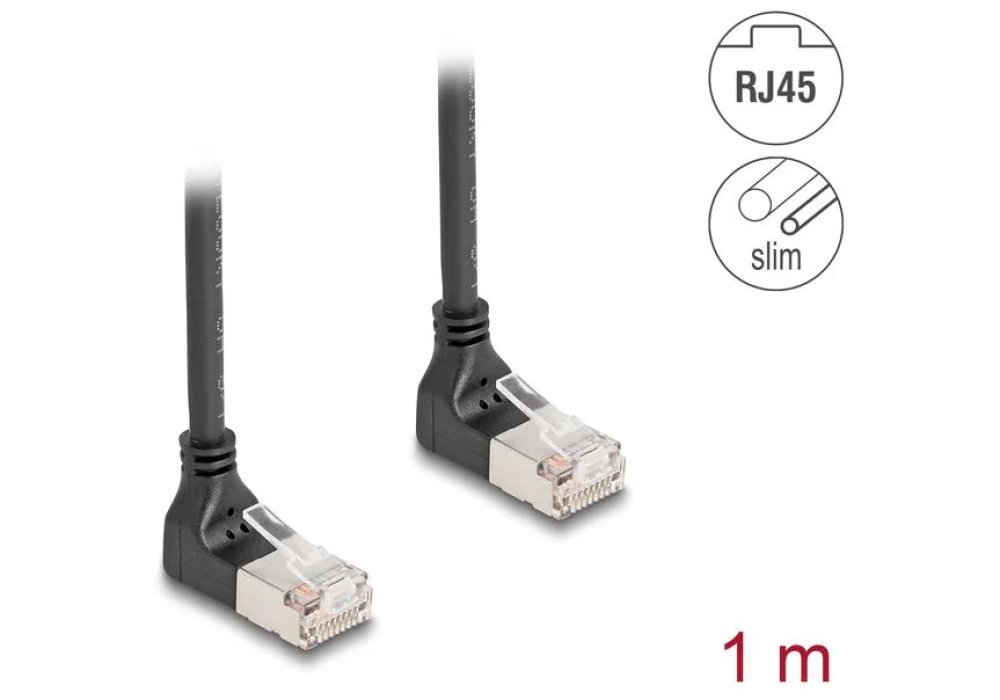 Delock Câble patch 90° coudé en haut Cat 6A, S/FTP, 1 m, Noir