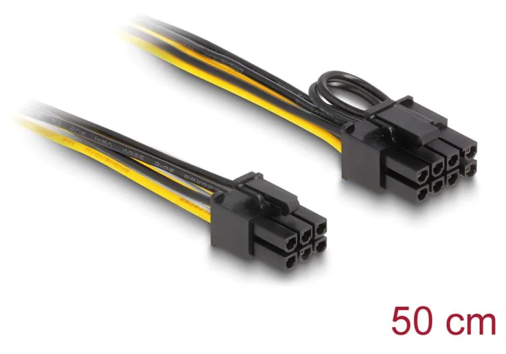 Delock Câble PCI Express 6 Pin – 6+2 Pin 50 cm