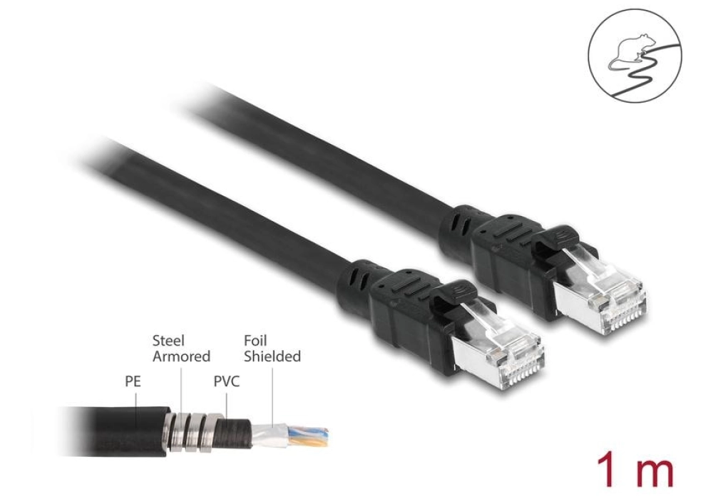 DeLOCK Câble RJ45 Cat 6A, F/UTP, Structure métal - 1.0 m