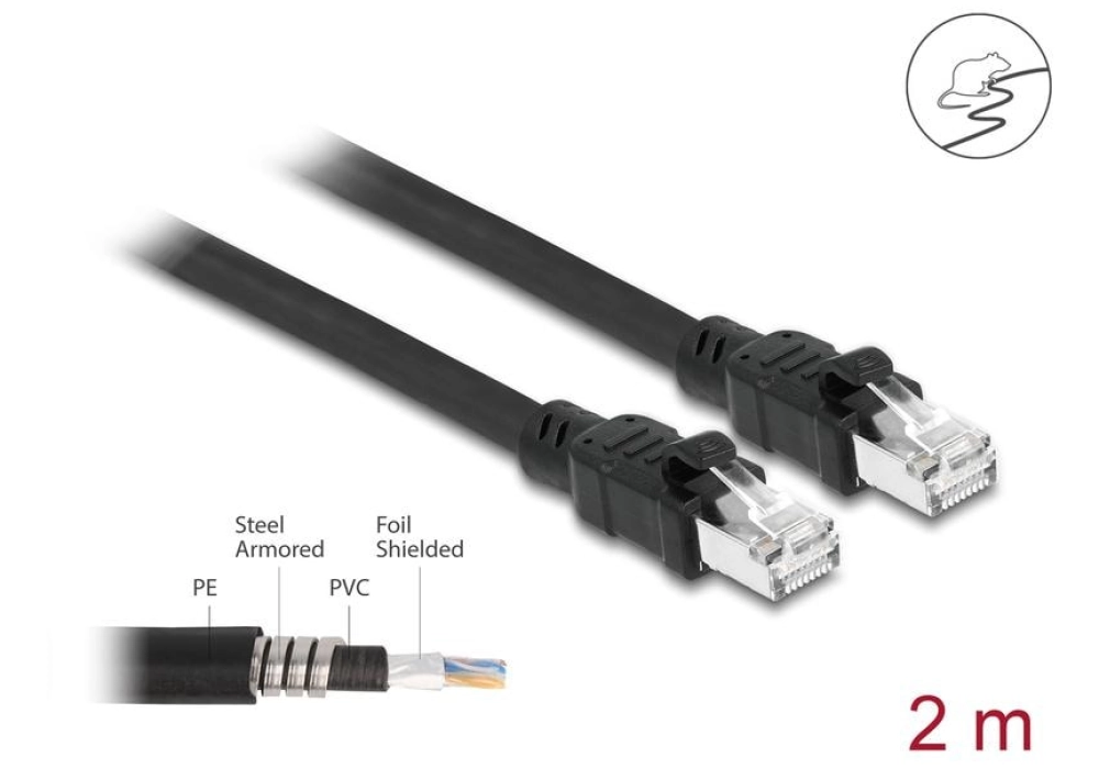 DeLOCK Câble RJ45 Cat 6A, F/UTP, Structure métal - 2.0 m