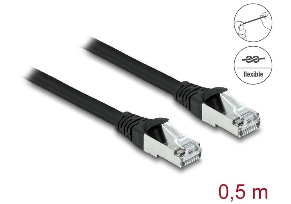 DeLOCK Câble RJ45 Cat 6A, S/FTP, Gaine PUR d'extérieur - 0.5 m