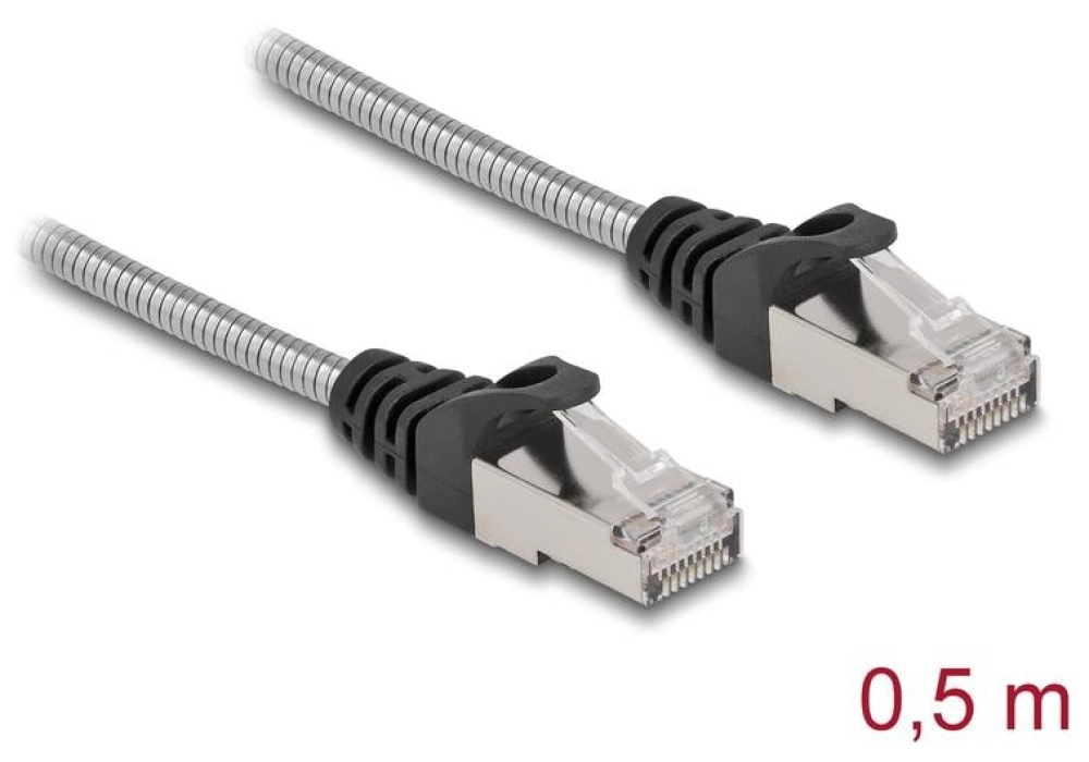 DeLOCK Câble RJ45 Cat 6A, U/FTP, Gaine métal - 0.5 m