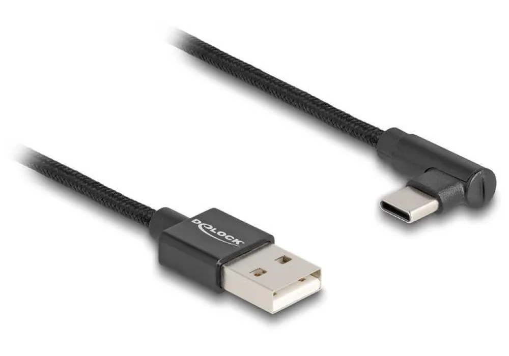 Delock Câble USB 2.0 USB A - USB C coudé 0.5 m