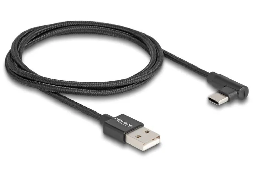 Delock Câble USB 2.0 USB A - USB C coudé 1 m