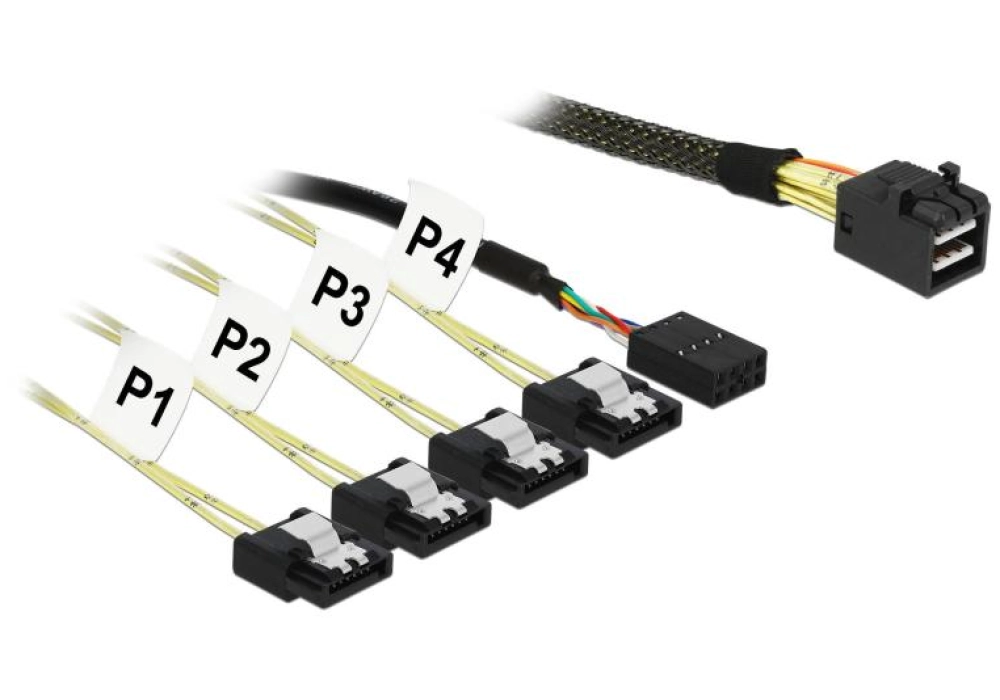 DeLOCK Cable Mini SAS HD SFF-8643 > 4 x SATA + Sideband - 1.0 m