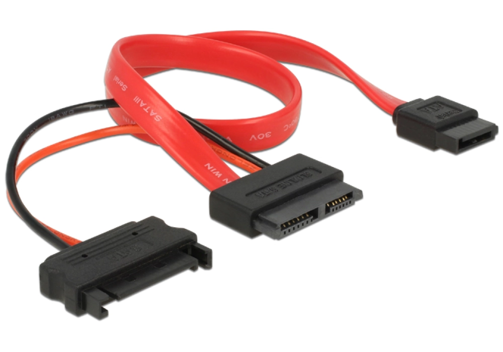 DeLOCK Cable Slim SATA (F) > SATA 7 pin + SATA 15 pin 5 V 30 cm