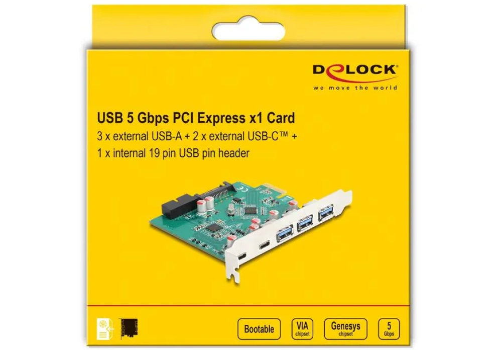 Delock Carte PCI Express 3x USB-A 3.0 / 2x USB-C 3.0