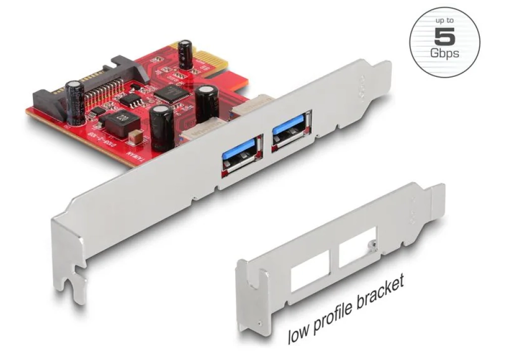 Delock Carte PCI Express USB 5 Gbps Type-A femelle LP