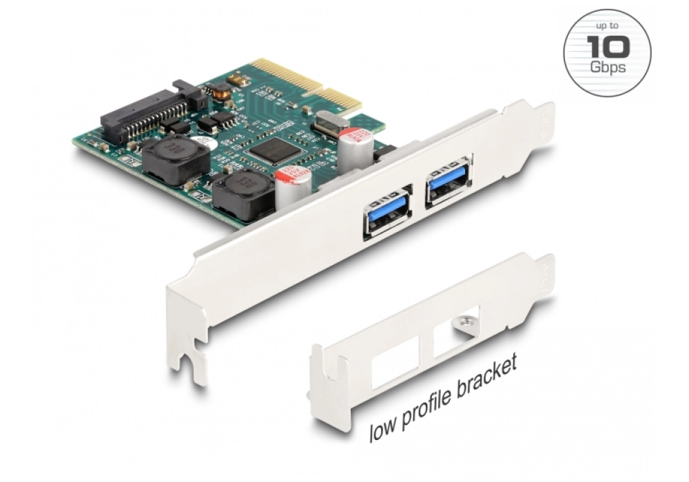 Delock Carte PCIe USB 3.1 Gen 2 - 2x USB type A