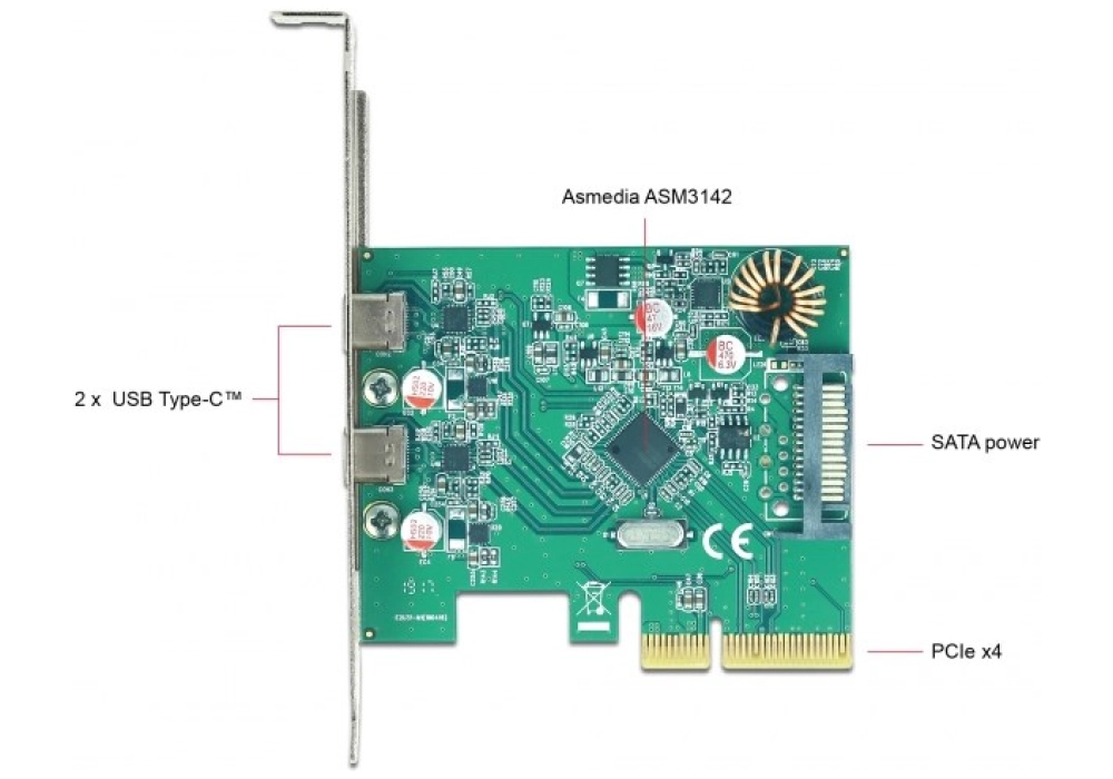 DeLOCK Carte PCIe vers 2 x USB Type-C 10 Gbps (USB 3.1 Gen 2)