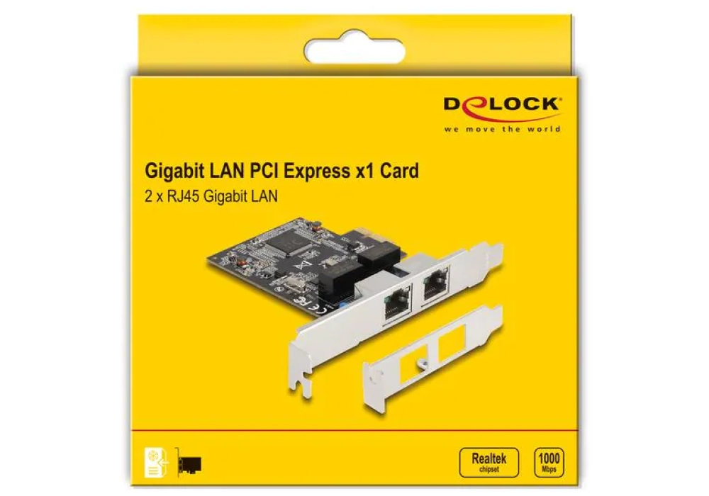 DeLock Carte réseau 2xRJ45 Gigabit PCI-Express- x1