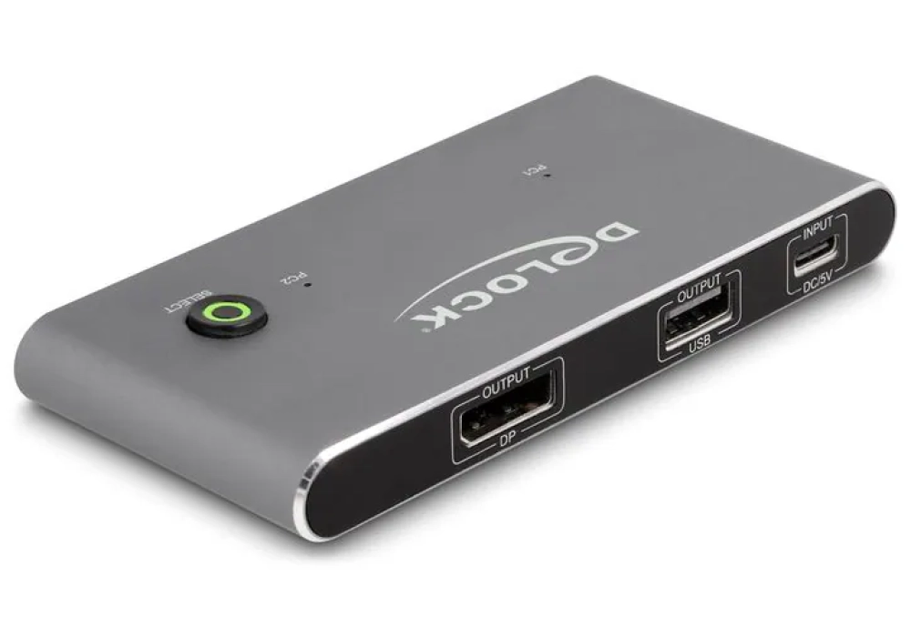 Delock Commutateur KVM USB-C vers DisplayPort 8K 30 Hz avec USB 2.0