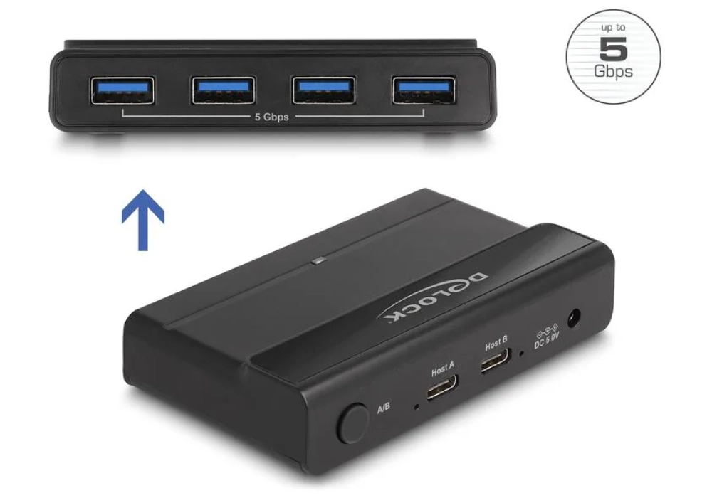 Delock Commutateur USB 4x appareil et 2x hôte 5 Gbps