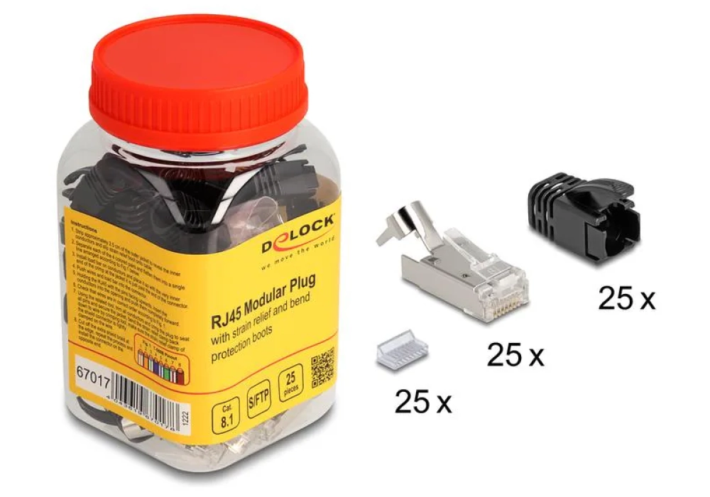 Delock Connecteur RJ45, S/FTP, Cat.8.1 25 Pièce/s, Transparent