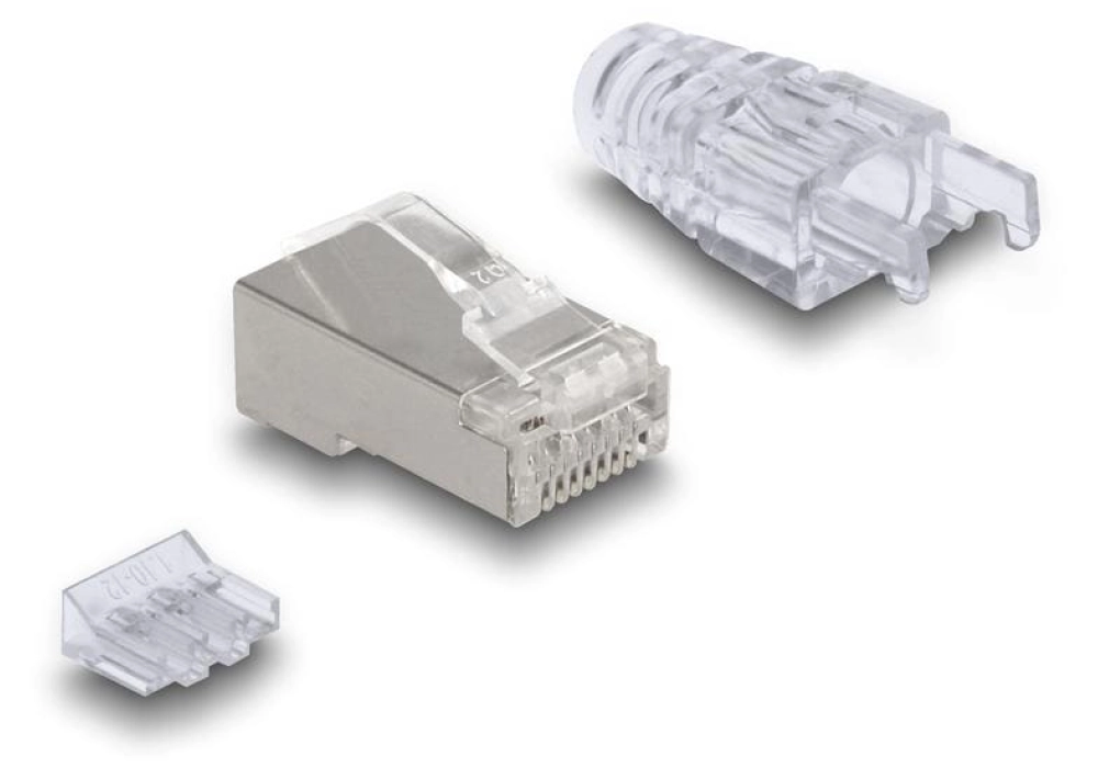 DeLOCK Connecteur RJ45 Cat.6, FTP, loquet courbe, 50 Pièce/s, Transparent