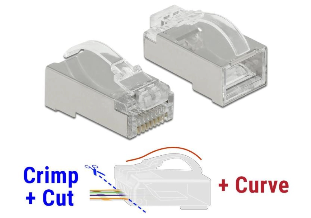 DeLOCK Connecteur RJ45 Cat.6 STP 20 pièces, transparent, blindé