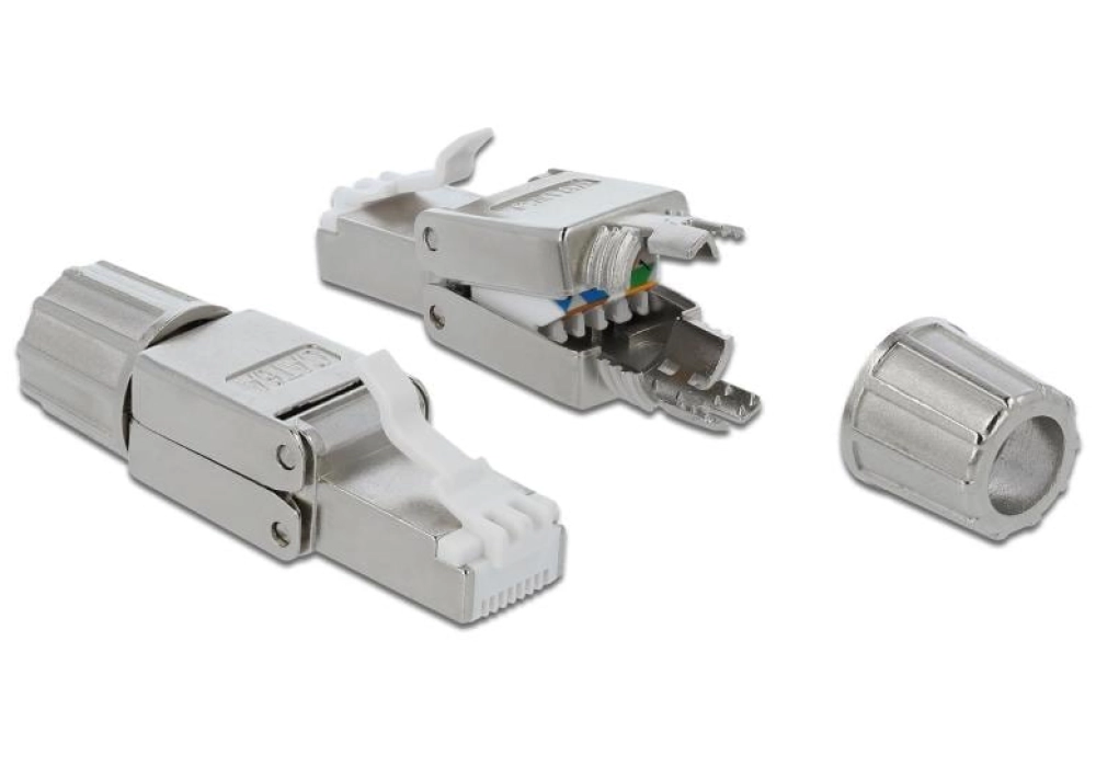 DeLOCK Connecteur RJ45 Cat.6A blindé, sans outil - 1 pièce (Gris)