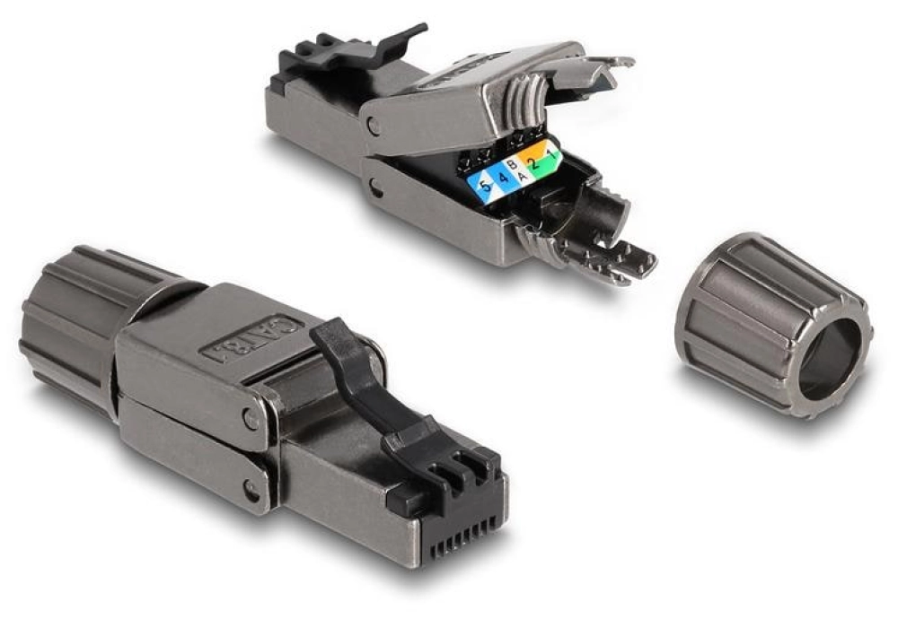 DeLOCK Connecteur RJ45 Cat.8.1 STP, sans outil 1 Pièce/s, Gris