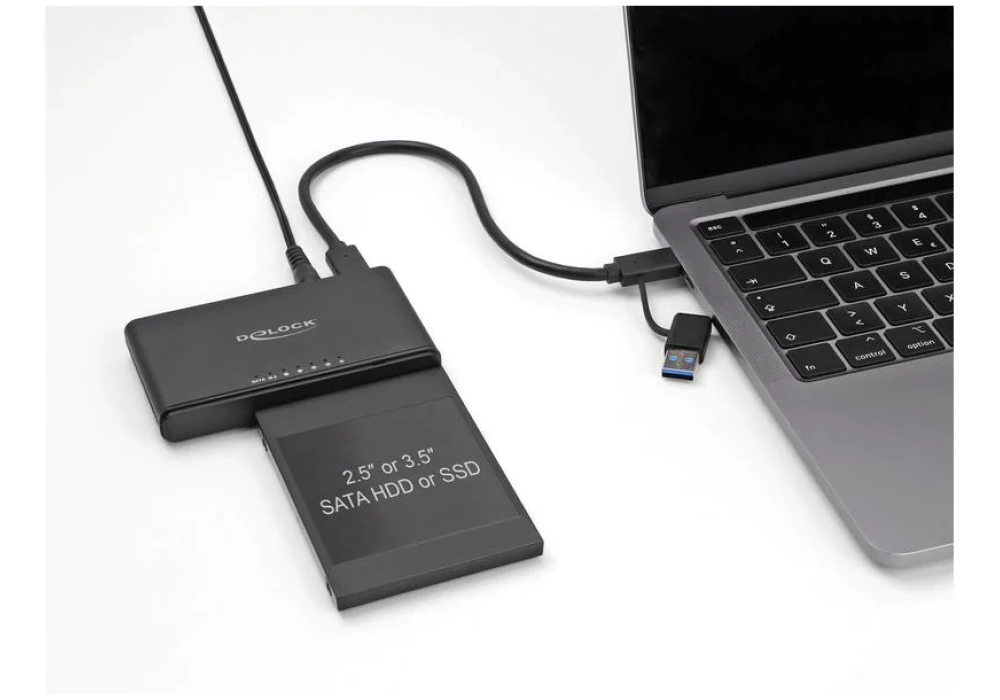 Delock Convertisseur USB-C pour 1x M.2 NVMe SSD +1x SATA SSD/HDD