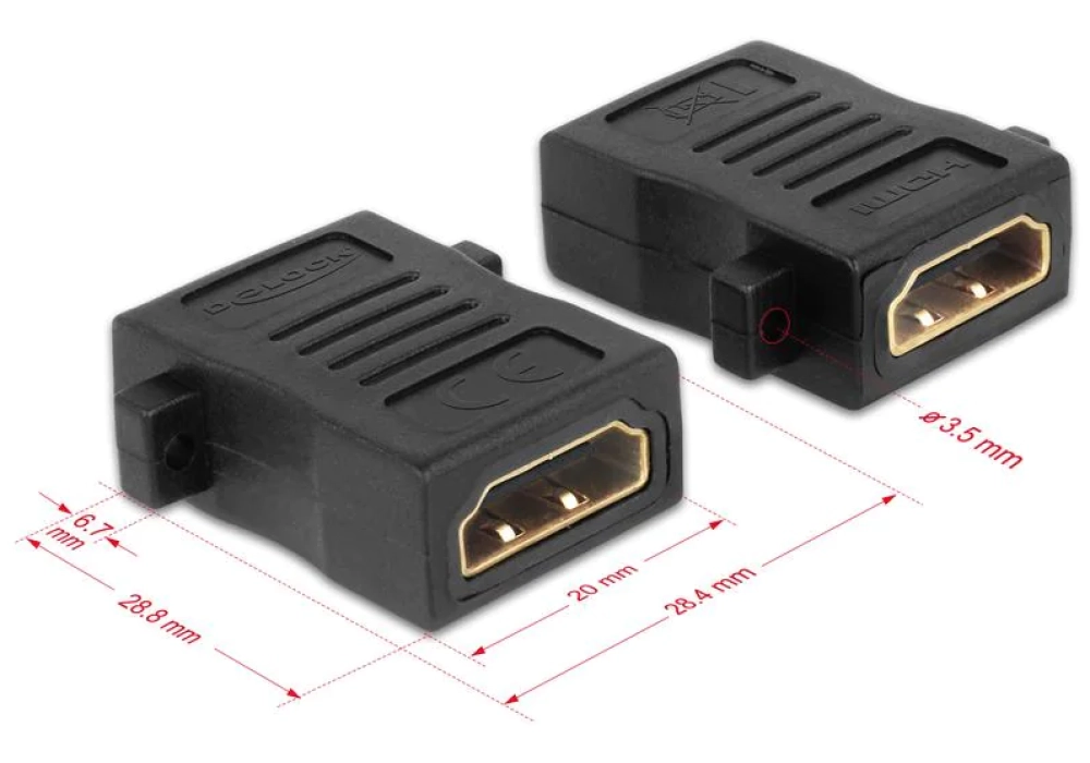 Delock Coupleur HDMI femelle - HDMI femelle, avec trou de vis